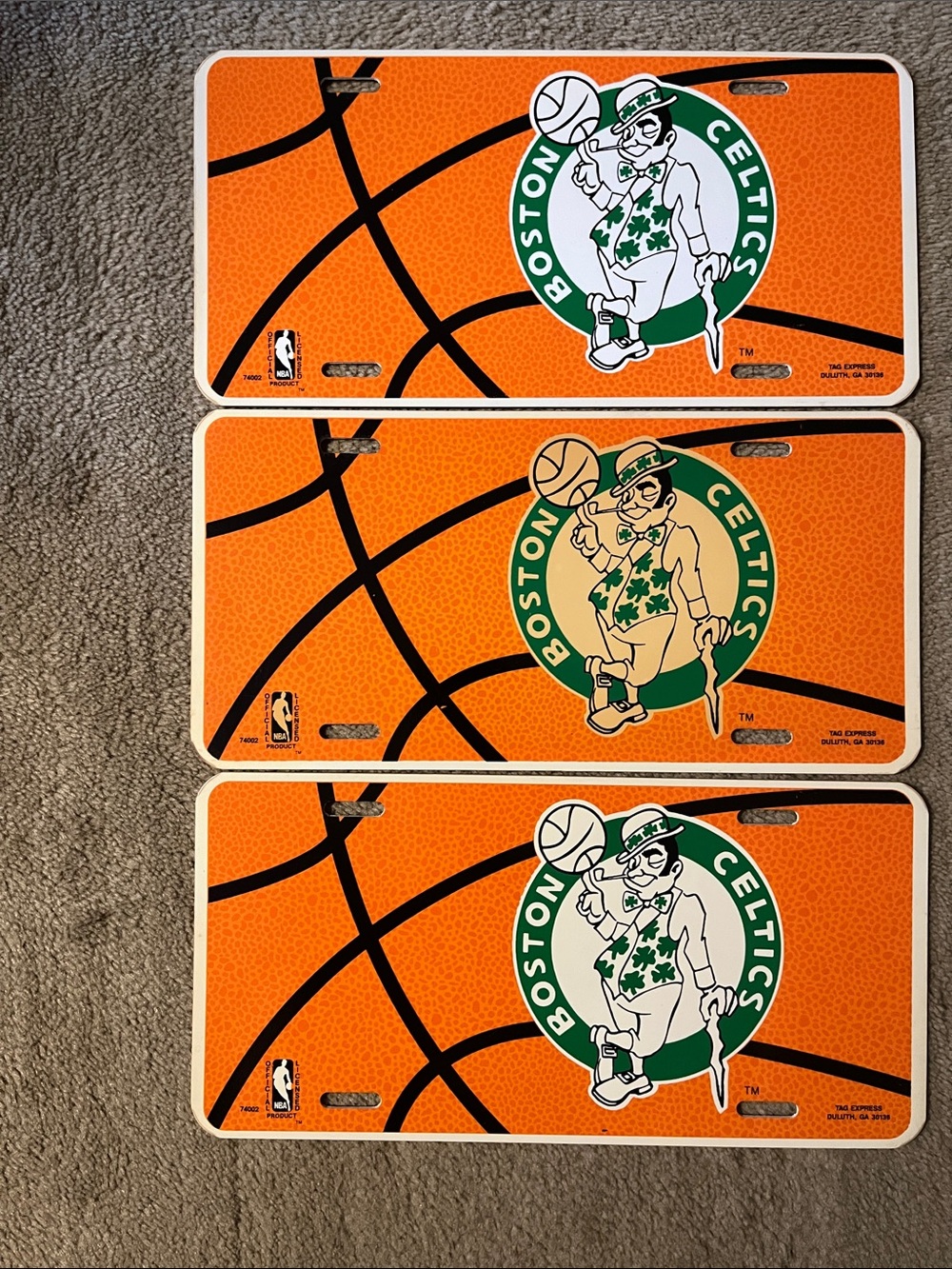 3 Boston Celtics Vintage Booster / License Plates